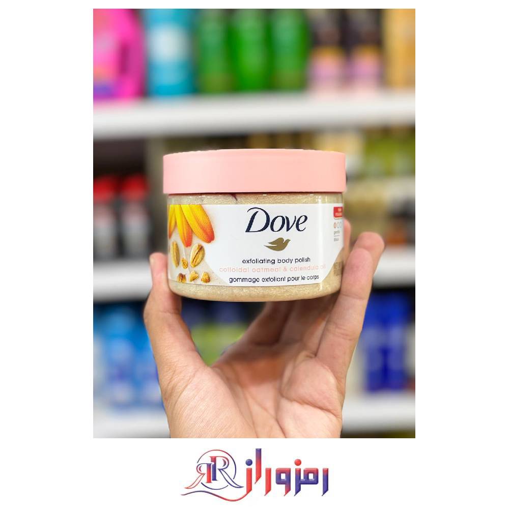 اسکراب بدن داو رایحه جو دوسر و روغن گل همیشه‌ بهار حجم 300 میل